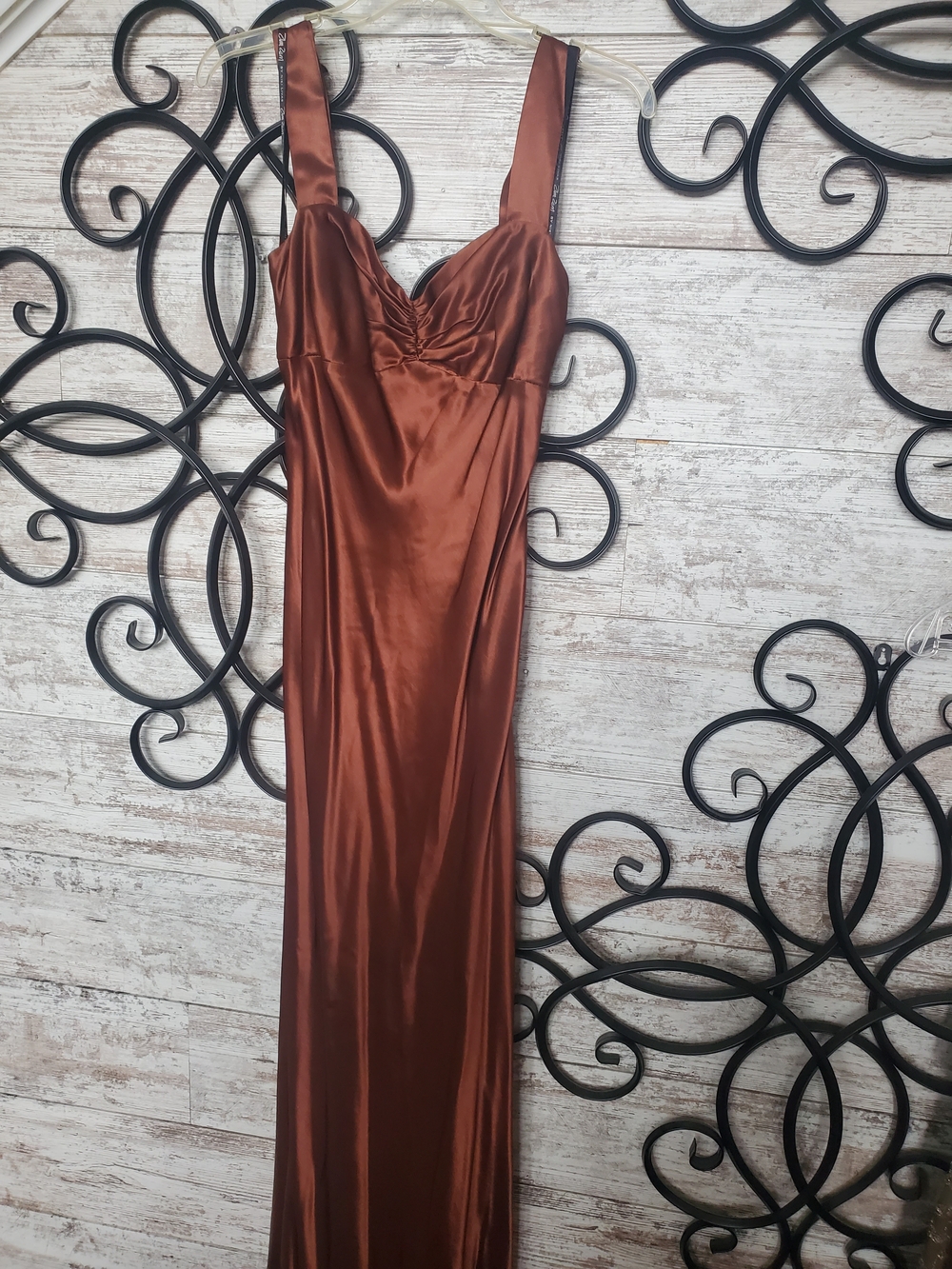 Zum Zum by Niki Livas Copper Brown Satin Prom Gown